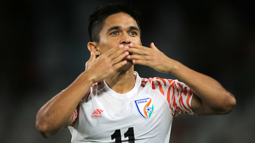 Sunil Chhetri celebrating a goal